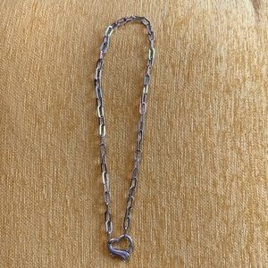 Sterling Silver Italian Oval Link Heart Necklace